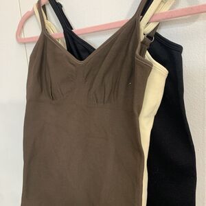 3 OQQ Black,brown.beige Spaghetti Strap Bodysuit Casual Wear Size S